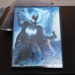 Framed Blue and Black Batman Art Drawing